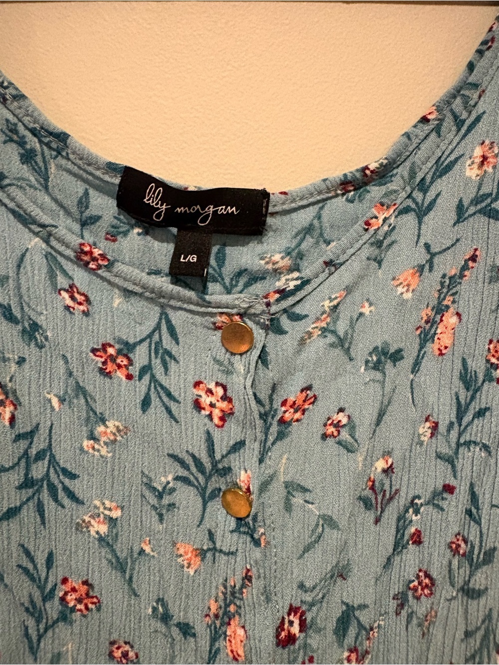 Blue Floral Cold-Shoulder Button-Front Cami - Picture 4 of 12